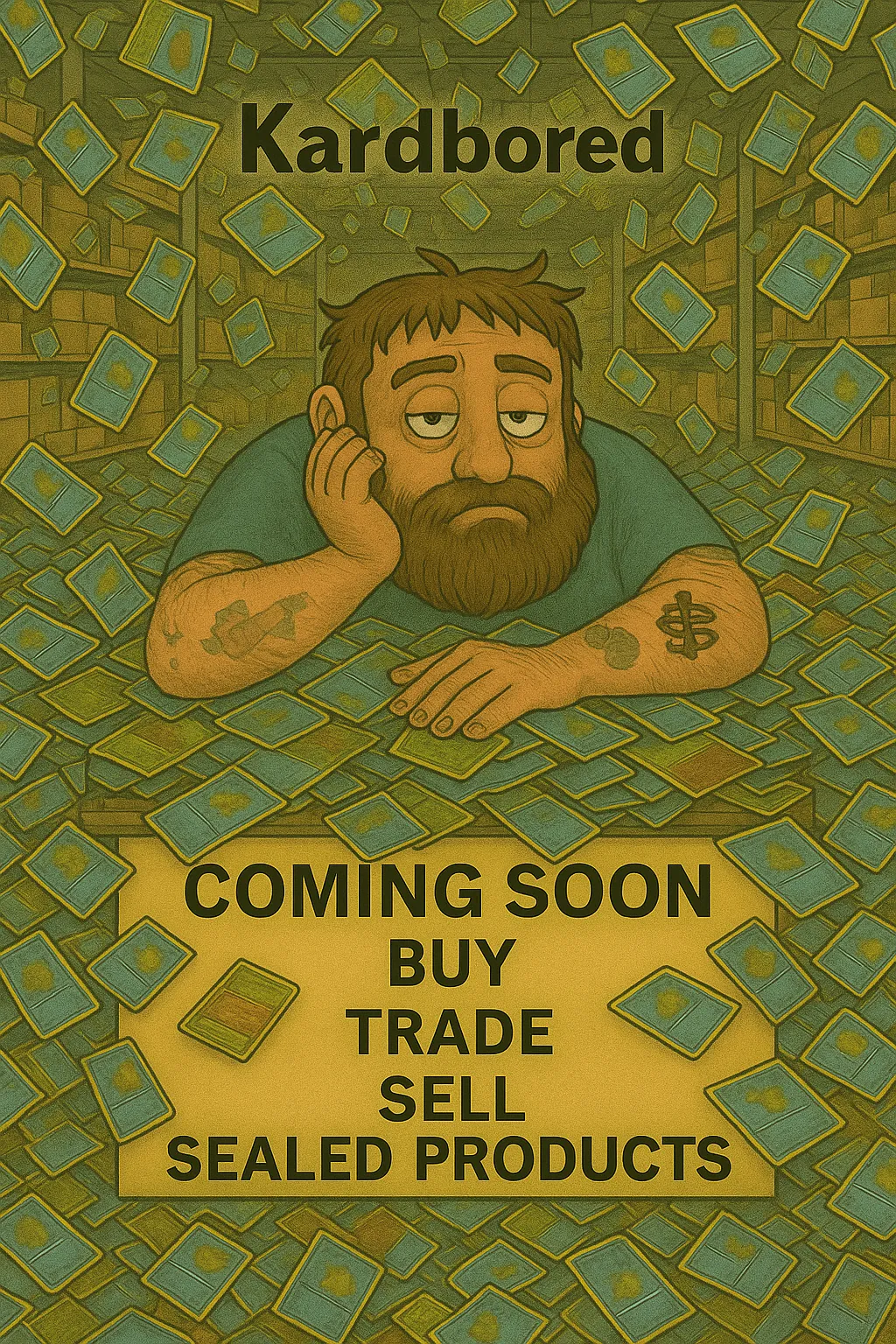 Kardbored coming soon poster: Buy, Trade, Sell, Sealed Products.